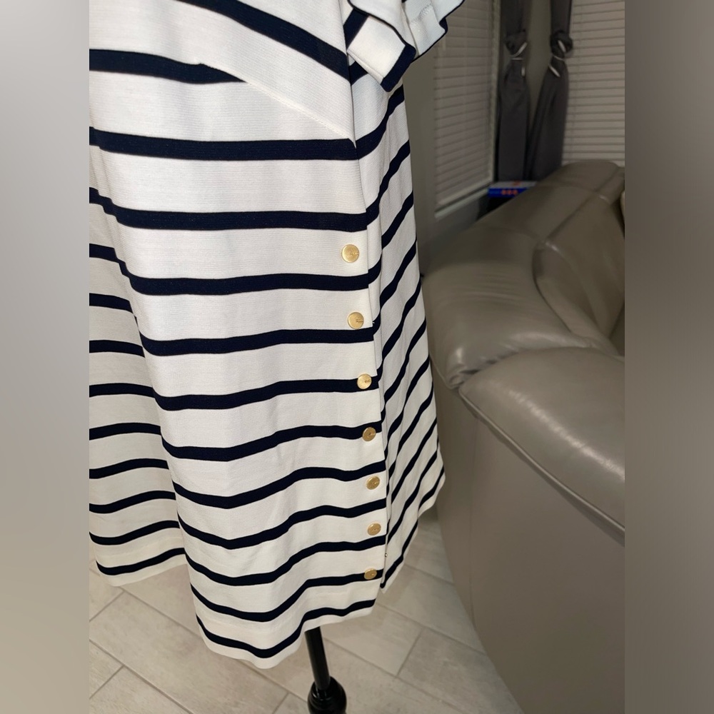 ESCADA Striped Side Snap Button Tunic blouse 42 - Picture 2 of 7